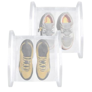 Imagem de LIQWEI 2 peças de bolsa para secadora de sapatos, sacos reutilizáveis para máquina de lavar, sacos de limpeza de sapatos de malha, secadores, sapateira interna, bolsa de roupa para roupas, sapatos
