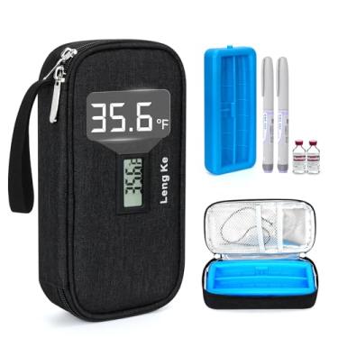 Imagem de LengKe Estojo de viagem para refrigerador de insulina, bolsa de viagem refrigerada aprovada pela TSA com tijolo de gelo protetor, bolsa de resfriamento de medicamentos para diabéticos com exibição de