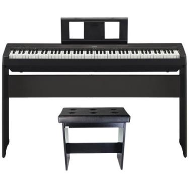 Imagem de KIT PIANO DIGITAL YAMAHA P-45B 88 TECLAS + Estante Suporte OPUS YP45 +