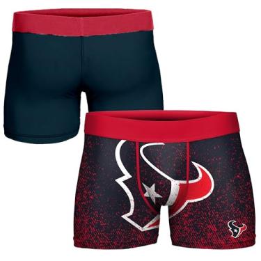 Imagem de FOCO Cueca boxer masculina NFL oficialmente licenciada pela cor do time com logotipo primário para fãs de futebol - Houston Texans - XX-Grande