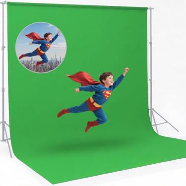 Imagem de CPLIRIS Tela de fundo verde para fotografia, fundo de tela verde Chromakey com superfície fosca para transmissão ao vivo, videoconferência, entrevistas de reunião ou vídeo – 3 x 3,6 m