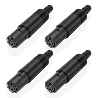 Imagem de MEIRIYFA S-Video Mini DIN 4 pinos fêmea adaptador de soquete terminais de solda conector de transmissão de sinal para TV VCR DVD computador player 4 peças (fêmea de 4 pinos)