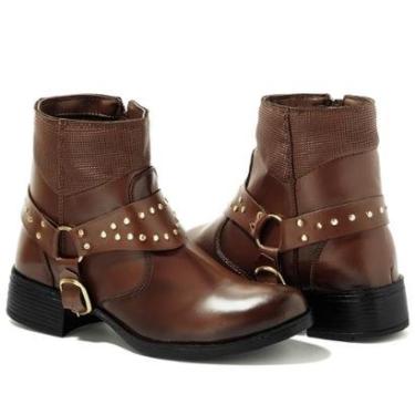 Imagem de Bota Feminina Casual Salto Grosso Leve Confortável Preto Marrom-Feminino