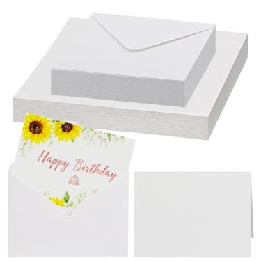 Imagem de Lunarm Cartões de aquarela com envelopes 50 conjuntos em branco 10 x 15 cm, cartões postais dobráveis, 63 kg/300 g/m2, papel para convites de casamento, cartões de notas, cartões de pintura e cartões
