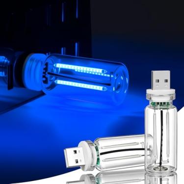 Imagem de Kairiyard 2 peças de luz ambiente interior USB azul para carro, controle de toque, brilho ajustável, plug-in retrô, luzes noturnas de LED para carro, quarto, acampamento, festa, decoração de férias