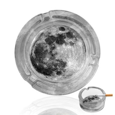 Imagem de Cinzeiro de cigarro de lua preta, redondo, portátil, cinzeiro de charuto, vidro transparente, para fumar, interior, exterior, casa, escritório, pátio, varanda, mesa, decoração