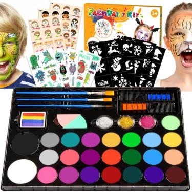 Imagem de Kit de pintura facial Toyze 24 cores não tóxico com estênceis