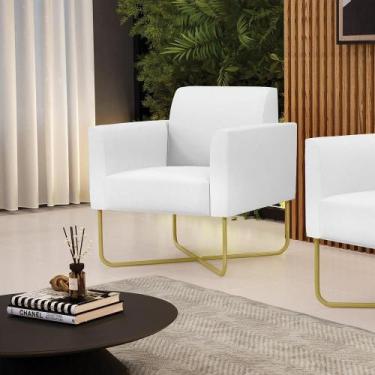 Imagem de Poltrona Base X Industrial Dourado Marisa material sintético Branco - 