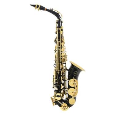 Imagem de Amw Custom ALS61 Saxofone Alto Corpo Preto com Tubo interno Dourado e 