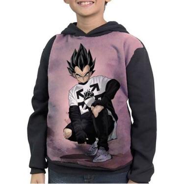 Imagem de Casaco Moletom Infantil Dragon Ball Vegeta Fanart - smoke, Preto, 3