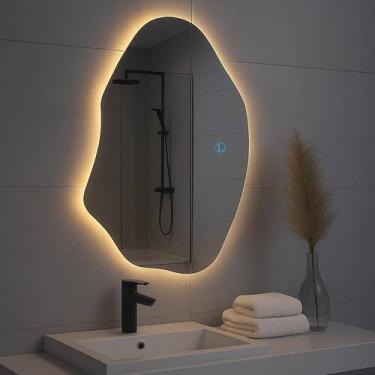 Imagem de Espelho LED Touch Bivolt 90x40cm  3 Cores Ajustáveis Quente, Neutra, F