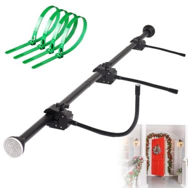 Imagem de Gancho de guirlanda para porta da frente, ajustável para larguras de porta de 45,7 a 208 cm, suporte resistente de decoração de Natal de Halloween para grinaldas, luzes e mais, sem parafusos