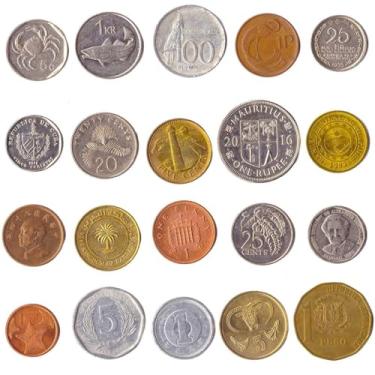 Imagem de Coleção de moedas de fantasia Island Nations - 20 moedas de lembrança - Islander Tokens - Sovereign Island Countries Cercado por Água - Coleção Global Island