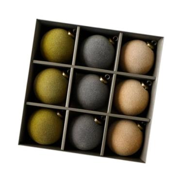 Imagem de Esquirla 9 peças enfeites de árvore de Natal bolas de veludo lâmpadas de Natal decorações 8 cm pendurados enfeites pingentes para janela interna feriado, Verde Cinza