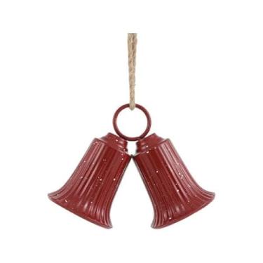 Imagem de Baoblaze Enfeite de sino de Natal, decoração de Natal suspensa, leve, enfeite de árvore de Natal para o festival de ação de Graças em hotéis e fazendas, Vermelho