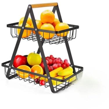 Imagem de Fruteira De Mesa Com 2 Andares Dupla Cesto De Frutas Aramado Metal Organizador Frutas Legumes(1PC)