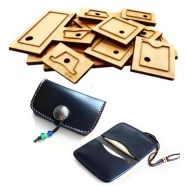 Imagem de YJIUYUANQ Matrizes de corte de couro, suporte de cartão 100 x 65 x 15 mm, ferramenta de perfuração de base de madeira para projetos de artesanato em couro DIY