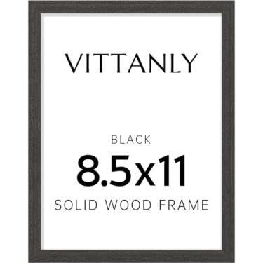 Imagem de Vittanly Porta-retrato de 21 x 28 cm, moldura de madeira maciça com acrílico, inclui tapete de 15 x 20 cm, pendurar na parede ou mesa para fotos, decoração de casa, preto, 1 pacote
