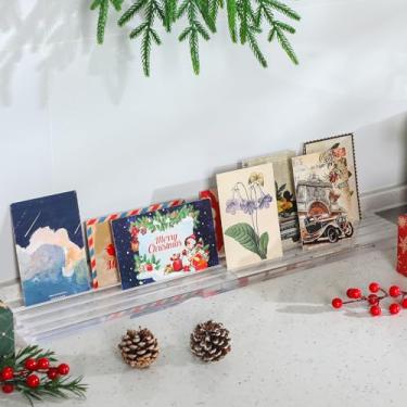 Imagem de Cinnvoice Pacote com 2 porta-cartões de acrílico para exibição de mesa de 30 cm, organizador para cartões de felicitações de Natal, cartões de aniversário, fotos, menus, número de mesa, 3