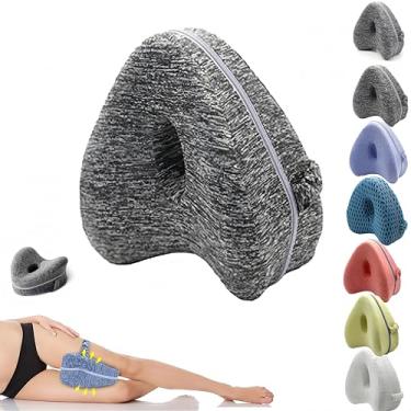 Imagem de Almofada de alinhamento Smoothspine, travesseiro de perna e joelho para pessoas que dormem de lado com alça elástica, almofada de suporte de espuma de memória, alivia a dor no quadril e ciática