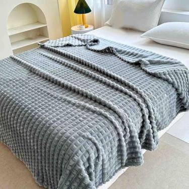 Imagem de Cobertor de lã com peso fofo feminino masculino para cama adulto longo casal solteiro para sofá macio confortável lavável na máquina para uso como xale, viagem, escritório (cinza, 150 x 200 cm)