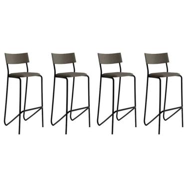 Imagem de Banqueta Sala De Jantar Atlas 1747 Kit 4 Uni Preto-linho Grafite-courano Preto - Carraro