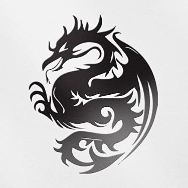 Imagem de USCLIFESYLE Silhueta de Dragão 5 (Preto) (conjunto de 2) Adesivos de Vinil Premium Impermeáveis para Laptop Acessório de Telefone Capacete Janela de Carro Para-choque Caneca Tuber Copo Porta Decoração Parede