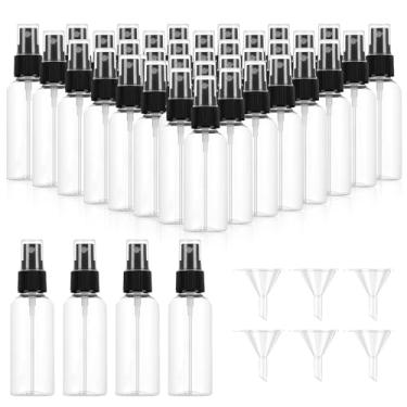 Imagem de HXOAOXH 220 frascos de spray transparentes de 30 ml a granel – recipientes vazios de névoa fina com funis, spray de plástico líquido recarregável de 29 ml para óleos essenciais de perfume, kit de