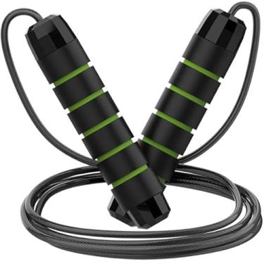Imagem de Corda de pular ajustável para adultos e crianças, corda de pular velocidade sem emaranhamento de 2,5 m com rolamentos de esferas, corda de fitness de alta intensidade para treino (verde)