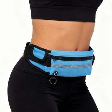 Imagem de Pochete fina para cinto de corrida, bolsa reflexiva para trilhas, ciclismo, treino, cinto de corrida, suporte de telefone para viagem e acessórios de corrida, Azul, Pacote de cintura