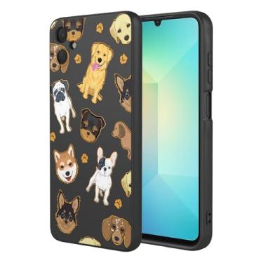 Imagem de HTXWXJC Capa de celular para Samsung Galaxy A06 5G, à prova de choque, flexível, amortecedor, TPU, capa macia com estampa de cachorro para Samsung Galaxy A06 5G, cachorro preto