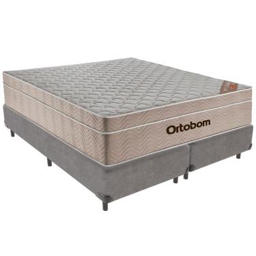 Imagem de Cama Box Cinza E Colchão Airtech Springpocket Molas Ensacadas Queen Ortobom