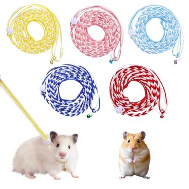 Imagem de 5 peças de coleira ajustável para hamster para ratos e hamster sino de animal pequeno para caminhar, ratos e animais pequenos