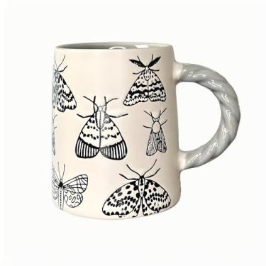 Imagem de Caneca de cerâmica borboleta preta de 540 ml para amantes de café, canecas fofas de café e chá, presente para mulheres e homens, pode ir à lava-louças no micro-ondas
