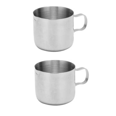 Imagem de Conjunto de 2 jarros de espumar leite de 30 ml, copo de espumar de aço inoxidável, mini jarra de espuma de leite, fácil de limpar, copo de espuma para famílias e cafés