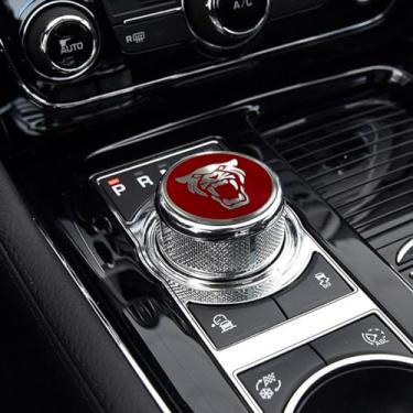 Imagem de AJLOTMO Capa de moldura de painel, acessórios de acabamento, capa de botão de câmbio, decoração, adesivo, emblema compatível com Jaguar XF XE XJ F-Pace (vermelho-A)
