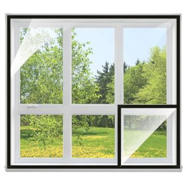 Imagem de PATIKIL Kit de isolamento de janela de 221 cm x 160 cm, película retrátil de plástico transparente ajustável para cobertura de obturador de ventilação do sótão, quente no inverno, frio no verão, preto