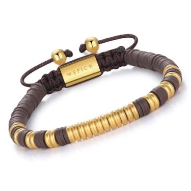 Imagem de WP WEPICK Pulseiras masculinas banhadas a ouro 18 quilates com contas de silicone olho de tigre fofas amizade boho, praia, surfista, Natal, aniversário, joias, presentes modernos, For Wrist 6.5-8 Inch