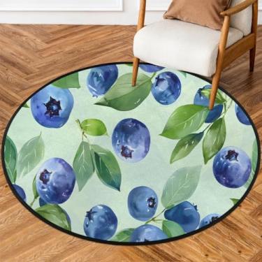 Imagem de Tapete redondo de 1,8 m de frutas, estampa retrô, macio, antiderrapante, lavável, tapete circular para quarto, quarto de bebê, sala de estar, cozinha, banheiro, entrada, decoração de casa