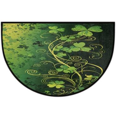 Imagem de Tapete de porta meio redondo, dia de São Patrício, antiderrapante, absorvente, semicírculo, tapetes laváveis, meia lua, para ambientes internos, pátio, cozinha, banheiro, entrada, lareira, decoração