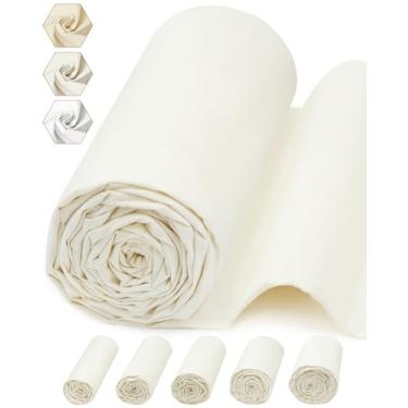 Imagem de FIVEIZERO Tecido de musselina 100% algodão por jarda, panos de musselina de algodão descolorido creme de 160 cm x 5 jardas – Tecido chita bege de peso médio para costura, acolchoamento, bordado