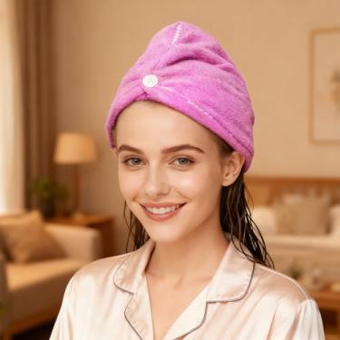 Imagem de Turbantes de cabelo para cabelos molhados, toalhas de secagem para cabelos cacheados femininos antifrizz