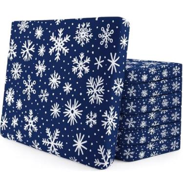 Imagem de VitalCozy 8 capas de almofada de sofá elásticas de Natal com estampa de floco de neve, capas de almofada de pátio ao ar livre, capas de almofada de assento de sofá e cadeira, protetor de móveis para