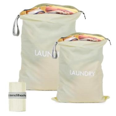 Imagem de Saco de lavanderia de viagem (2 peças - grande + pequeno) - Bolsa dobrável à prova d'água lavável e seca para academia, natação, ioga e treino, perfeita para roupas sujas, roupas de banho, acessórios