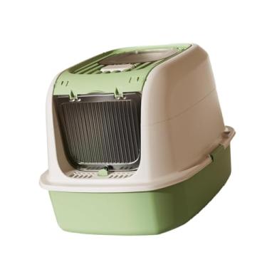 Imagem de Ioensy Caixa de areia para gatos, e fechada, à prova de respingos, ideal para gatos e coelhos de pequeno médio porte, Verde