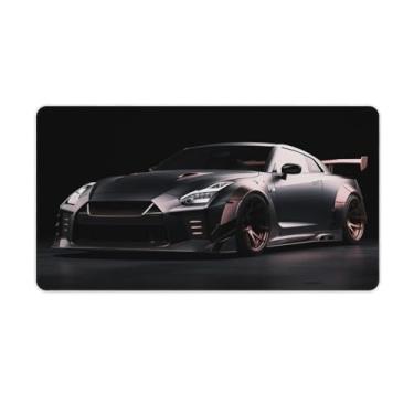 Imagem de Carro esportivo clássico R35 preto guerreiro JDM mesa tapete de mouse pad antiderrapante grande material de escritório tapete de mesa de borracha impermeável almofada de escrita para escritório jogo
