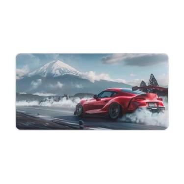 Imagem de HouLaiZhe Red Drift Car Sup Mount Fuji Grande Gaming Mouse Pads Tapete de Mesa Base de Borracha Antiderrapante Laptop Acessórios de Computador Suprimentos Bloco de Escrita para Escritório Casa 30 x 60