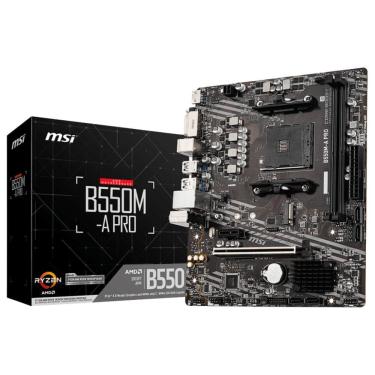 Imagem de Placa Mãe MSI B550M-A PRO AMD AM4 mATX DDR4 Chipset B550 Gigabit LAN, M.2 PCIe 4.0 SATA 6Gb/s, HDMI 2.1, DVI-D, USB 3.2 
