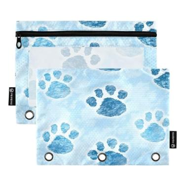 Imagem de Wassud Blue Paw Prints Pacote com 2 Pastas de Fichário Pastas de Bolso com 3 Furos, Pasta Organizadora de Fichários para Casa, Escritório