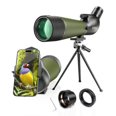 Imagem de Gosky Mira de observação atualizada de 20-60 x 80 com tripé, bolsa de transporte – Mira angular BAK4 para tiro ao alvo, caça, observação de pássaros, cenário de vida selvagem (suporte de telefone +